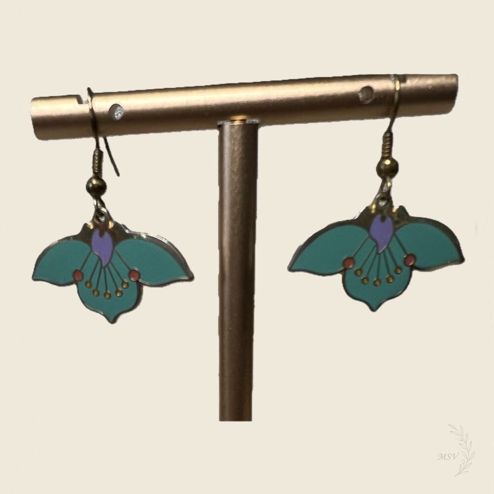 Laurel Burch Desert Flower Enamel Earrings Vintage